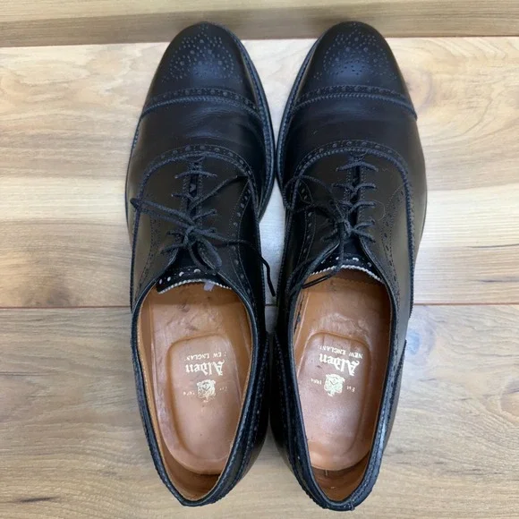 Alden Medallion Cap Toe Mens 11 A/C Black Leather Dress Shoes 909